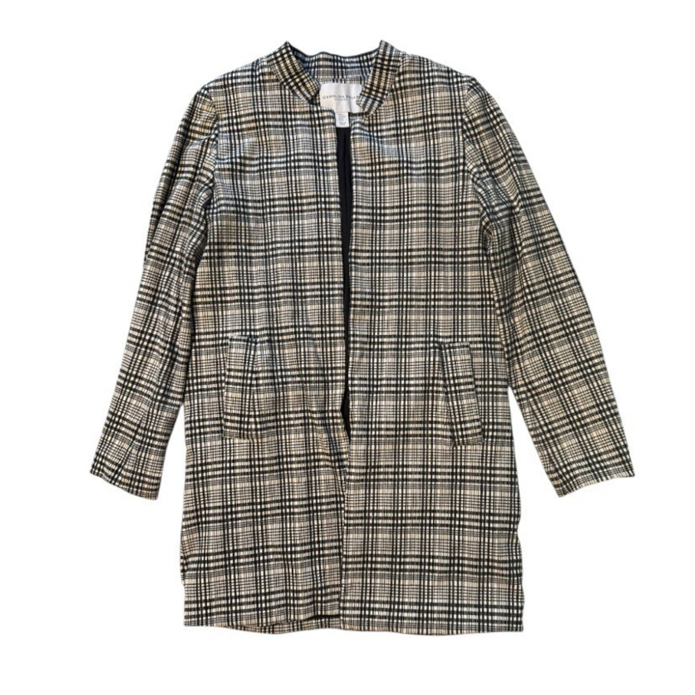 Carolina Belle Montreal Vintage Style Long Blazer Plaid Dress Coat Jacket Size M